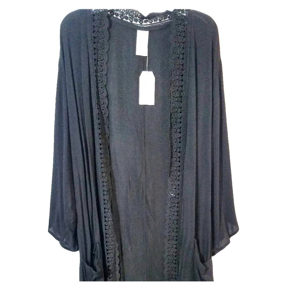 Long black lightweight cardigan
